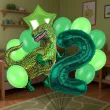 dekoracje na 2 urodziny zestaw balonow dinozaur t rex tyranozaur liczba 2 zielony 9 szt duzy