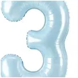 dekoracje na 3 urodziny dla chlopca balon foliowy cyfra 3 stojaca blekitny partydeco