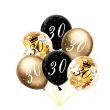 dekoracje na 30 urodziny balony z konfetti happy birthday liczba 30 czarno zlote 12 x6