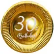 dekoracje na 30 urodziny zlote metalizowane talerzyki papierowe 30th birthday okragle 18 x6