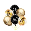 dekoracje na 40 urodziny balony z konfetti happy birthday liczba 40 czarno zlote 12 x6