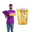 dekoracje na 40 urodziny zlote metalizowane kubeczki papierowe 18th birthday x6