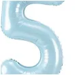 dekoracje na 5 urodziny dla chlopca balon foliowy cyfra 5 stojaca blekitny partydeco