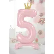 dekoracje na 5 urodziny dla dziewczynki balon foliowy cyfra 5 stojaca rozowy partydeco
