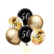 dekoracje na 50 urodziny balony z konfetti happy birthday liczba 50 czarno zlote 12 x6