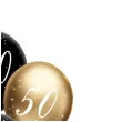 dekoracje na 50 urodziny balony z konfetti happy birthday liczba 50 czarno zlote 12 x6