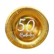 dekoracje na 50 urodziny zlote metalizowane talerzyki papierowe 50th birthday 18 x6