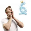 dekoracje na 6 urodziny dla chlopca balon foliowy cyfra 6 stojaca blekitny partydeco