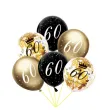 dekoracje na 60 urodziny balony z konfetti happy birthday liczba 60 czarno zlote 12 x6