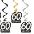 dekoracje na 60 urodziny swiderki wiszace glamour birthday czarno zloto srebrne 6 szt