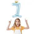 dekoracje na 7 urodziny dla chlopca balon foliowy cyfra 7 stojaca blekitny partydeco