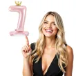 dekoracje na 7 urodziny dla dziewczynki balon foliowy cyfra 7 stojaca rozowy partydeco