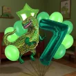 dekoracje na 7 urodziny zestaw balonow dinozaur t rex tyranozaur liczba 7 zielony 9 szt