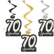 dekoracje na 70 urodziny swiderki wiszace glamour birthday czarno zloto srebrne 6 szt