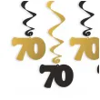 dekoracje na 70 urodziny swiderki wiszace liczba 70 czarno zlote 6 szt