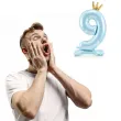 dekoracje na 9 urodziny dla chlopca balon foliowy cyfra 9 stojaca blekitny partydeco
