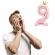 dekoracje na 9 urodziny dla dziewczynki balon foliowy cyfra 9 stojaca rozowy partydeco