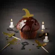 dekoracje na andrzejki pikery ozdobne na muffinki kot i kapelusz czarownicy czarno zlote 6 szt
