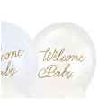 dekoracje na baby shower chlopca niebieskie balony welcome baby biale kremowe 12 6 szt