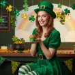 dekoracje na dzien swietego patryka oslonki na muffinki koniczynki zielone do szkoly baru x6