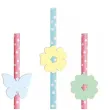 dekoracje na dzien wiosny slomki wiosna kwiatki i motylki mix pastel 19 5 cm 6 szt