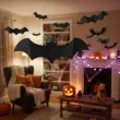dekoracje na halloween zawieszki papierowe nietoperze 3d czarne do powieszenia 40 cm 3 szt