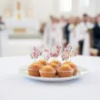 dekoracje na komunie swieta pikery na babeczki ozodba na muffinki rozowe serce 6 szt