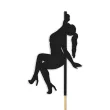 dekoracje na tort toppery papierowe hot laski na rurze pole dance czarny 12 cm 6 szt