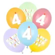 dekoracje na urodziny balony pastelowe cyfra 4 happy birthday kolorowe 12 6 szt