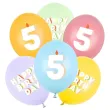 dekoracje na urodziny balony pastelowe cyfra 5 happy birthday kolorowe 12 6 szt