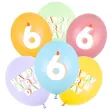 dekoracje na urodziny balony pastelowe cyfra 6 happy birthday kolorowe 12 6 szt