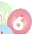dekoracje na urodziny balony pastelowe cyfra 6 happy birthday kolorowe 12 6 szt