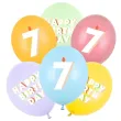 dekoracje na urodziny balony pastelowe cyfra 7 happy birthday kolorowe 12 6 szt