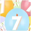 dekoracje na urodziny balony pastelowe cyfra 7 happy birthday kolorowe 12 6 szt