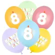 dekoracje na urodziny balony pastelowe cyfra 8 happy birthday kolorowe 12 6 szt