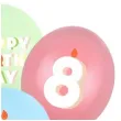 dekoracje na urodziny balony pastelowe cyfra 8 happy birthday kolorowe 12 6 szt