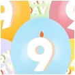 dekoracje na urodziny balony pastelowe cyfra 9 happy birthday kolorowe 12 6 szt