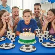 dekoracje na urodziny pilkarza talerzyki pilka bialo czarne partydeco 18 cm 6 szt