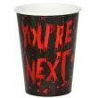 dekoracje stolu na halloween kubeczki papierowe youre next krwawe 250 ml x6