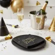 dekoracje stolu na sylwestra nowy rok serwetki happy new year czarne partydeco 33 cm x20