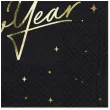 dekoracje stolu na sylwestra nowy rok serwetki happy new year czarne partydeco 33 cm x20