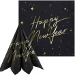 dekoracje stolu na sylwestra nowy rok serwetki happy new year czarne partydeco 33 cm x20