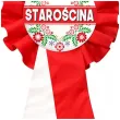 dodatek do stroju na dozynki gminne kotylion staroscina bialo czerwony przypinka