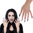 dodatek do stroju na halloween andrzejki pazury i kly czarownica czarne partytino