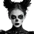 dodatek do stroju na halloween czarna farbka do twarzy makijaz wampir duch kosciotrup 20 ml