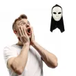 dodatek do stroju na halloween karnawal maska mim z kapturem biala duch