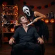 dodatek do stroju na halloween maska z kapturem morderca ghostface krzyk scream duch smierc