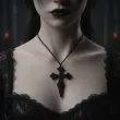 dodatek do stroju na halloween naszyjnik krzyz gotycki czarny ksiadz zakonnica