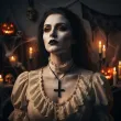 dodatek do stroju na halloween naszyjnik odwrocony krzyz czarny wampir ksiadz cosplay