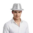 dodatek do stroju na sylwestra karnawal nowy rok urodziny kapelusz cekinowy srebrny godan